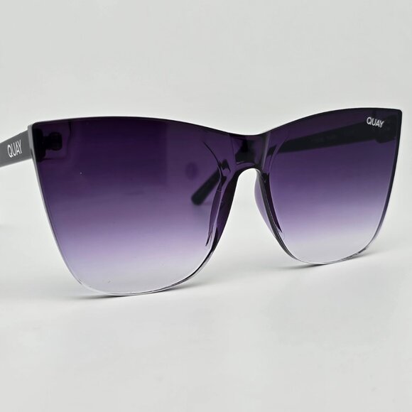 Quay Australia Come Thru Black Frame Black Fade Lens Cat Eye Sunglasses w/ Case main image 8